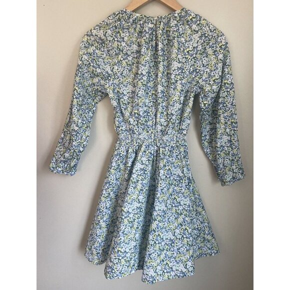 J.Crew Liberty Fabric Palermo Smocked Dress Blue Green Floral XS - Picture 5 of 6